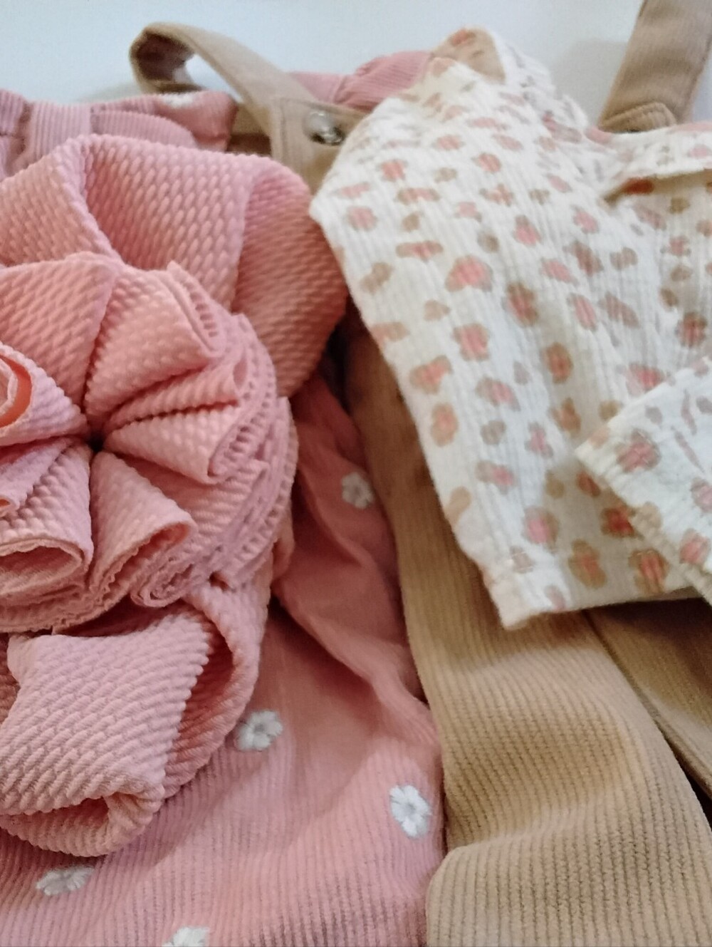 Nicole Miller Pink,Tan Corduroy Ronpers